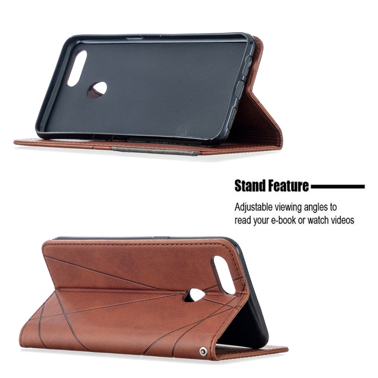 Custodia in pelle a vibrazione orizzontale magnetica invisibile prismatica con supporto, slot per schede e cornice per foto, For OPPO A5