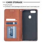 Custodia in pelle a vibrazione orizzontale magnetica invisibile prismatica con supporto, slot per schede e cornice per foto, For OPPO A5