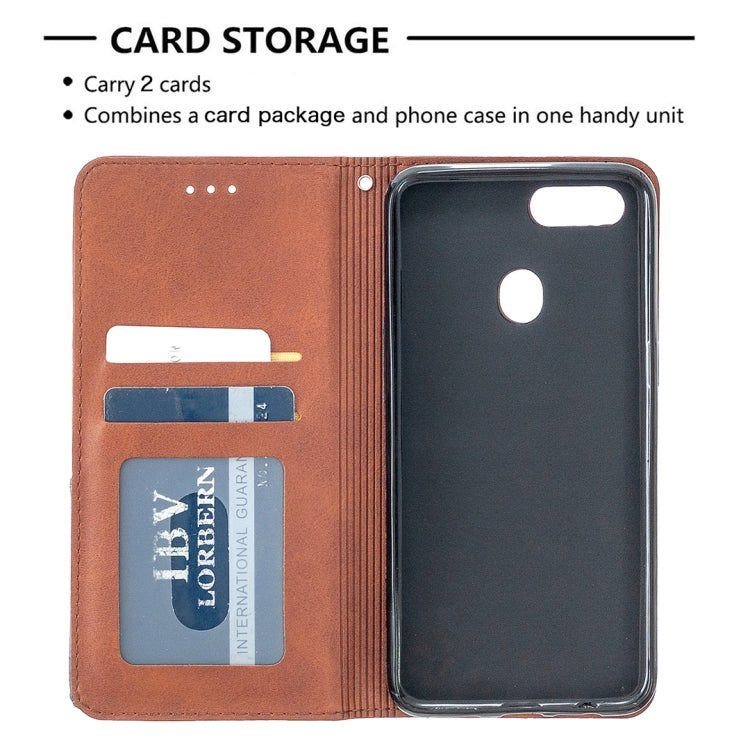 Custodia in pelle a vibrazione orizzontale magnetica invisibile prismatica con supporto, slot per schede e cornice per foto, For OPPO A5