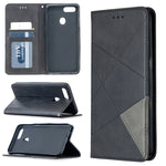 Custodia in pelle a vibrazione orizzontale magnetica invisibile prismatica con supporto, slot per schede e cornice per foto, For OPPO A5