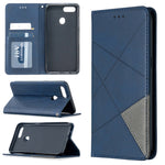 Custodia in pelle a vibrazione orizzontale magnetica invisibile prismatica con supporto, slot per schede e cornice per foto, For OPPO A5
