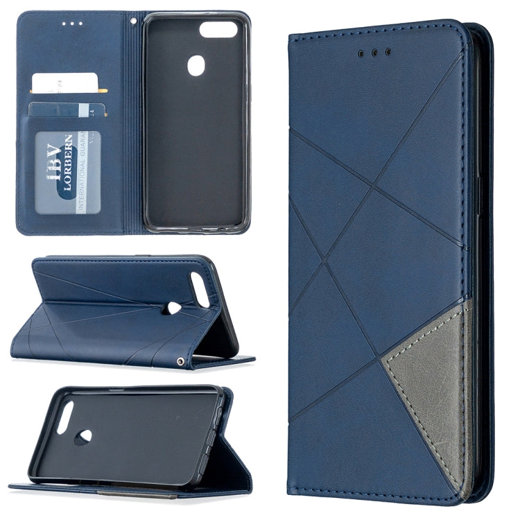 Custodia in pelle a vibrazione orizzontale magnetica invisibile prismatica con supporto, slot per schede e cornice per foto, For OPPO A5