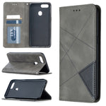 Custodia in pelle a vibrazione orizzontale magnetica invisibile prismatica con supporto, slot per schede e cornice per foto, For OPPO A5