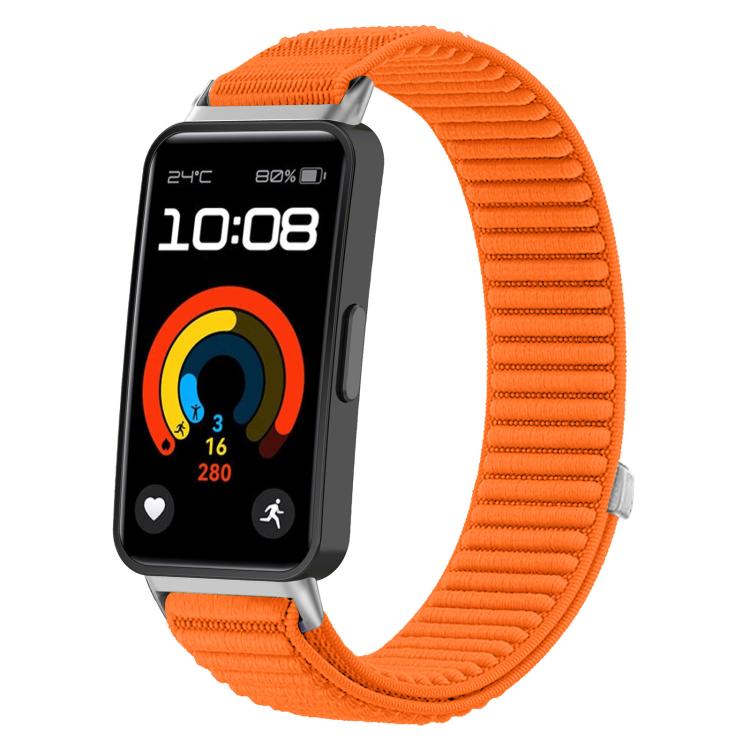 Cinturino per orologio xDfind in nylon intrecciato con chiusura a strappo e interfaccia metallica., For Huawei Band 10 / 9 / 8