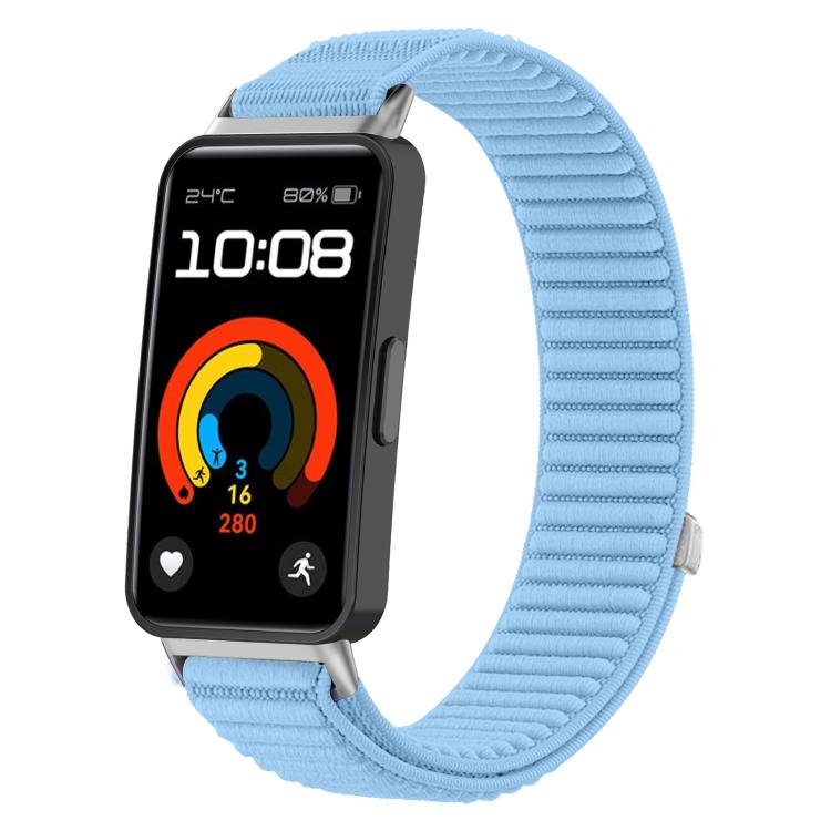 Cinturino per orologio xDfind in nylon intrecciato con chiusura a strappo e interfaccia metallica., For Huawei Band 10 / 9 / 8