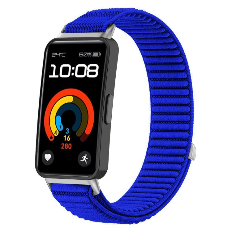 Cinturino per orologio xDfind in nylon intrecciato con chiusura a strappo e interfaccia metallica., For Huawei Band 10 / 9 / 8