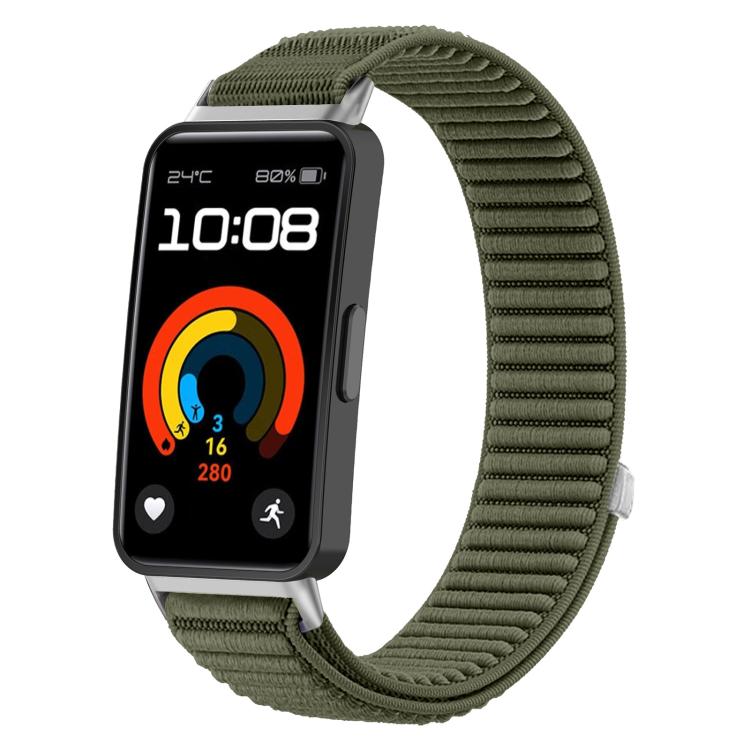 Cinturino per orologio xDfind in nylon intrecciato con chiusura a strappo e interfaccia metallica., For Huawei Band 10 / 9 / 8