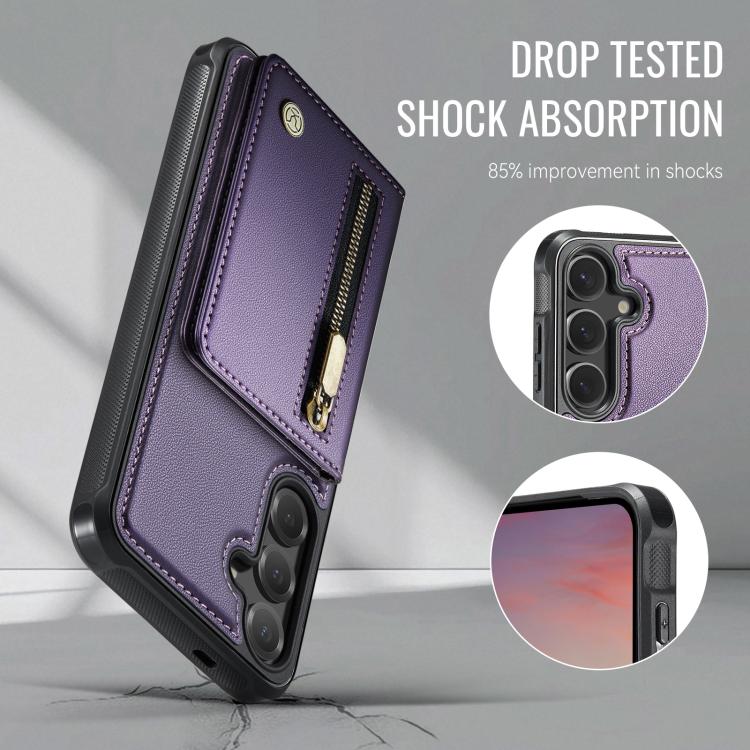 JEEHOOD J12 Esclusiva custodia per telefono con cerniera, protezione RFID e MagSafe, porta carte., For Samsung Galaxy S25 FE 5G, For Samsung Galaxy S25 Edge 5G, For Samsung Galaxy S25+ 5G, For Samsung Galaxy S25 Ultra 5G