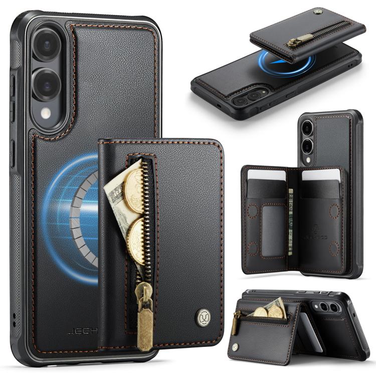 JEEHOOD J12 Esclusiva custodia per telefono con cerniera, protezione RFID e MagSafe, porta carte., For Samsung Galaxy S25 FE 5G, For Samsung Galaxy S25 Edge 5G, For Samsung Galaxy S25+ 5G, For Samsung Galaxy S25 Ultra 5G