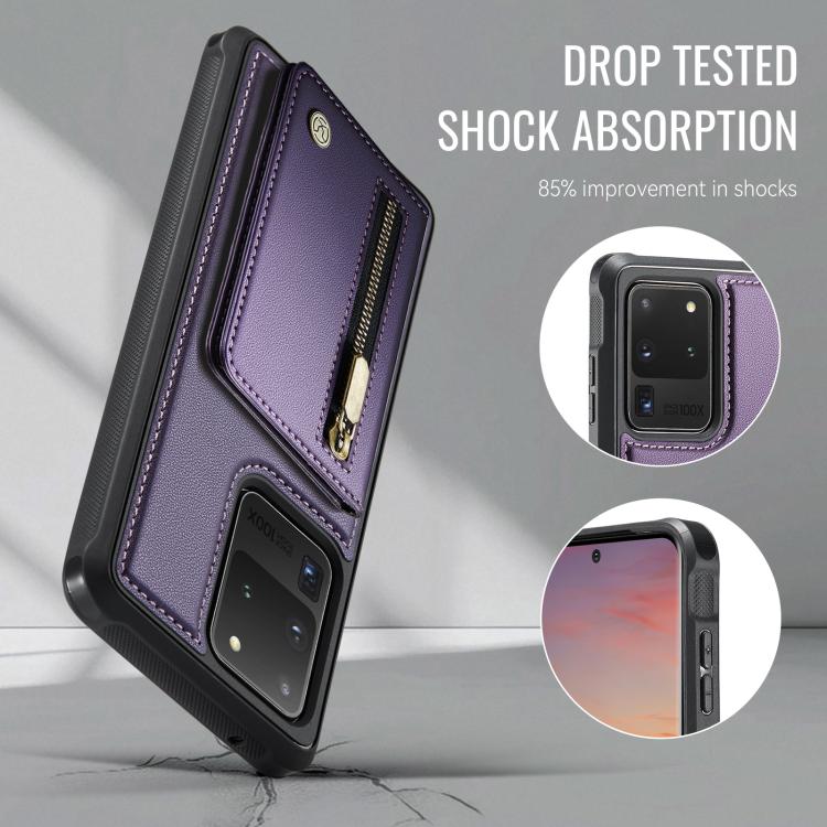 JEEHOOD J12 Esclusiva custodia per telefono con cerniera, protezione RFID e MagSafe, porta carte., For Samsung Galaxy S20 Ultra 5G, For Samsung Galaxy S20, For Samsung Galaxy S20+