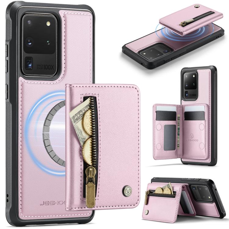 JEEHOOD J12 Esclusiva custodia per telefono con cerniera, protezione RFID e MagSafe, porta carte., For Samsung Galaxy S20 Ultra 5G, For Samsung Galaxy S20, For Samsung Galaxy S20+