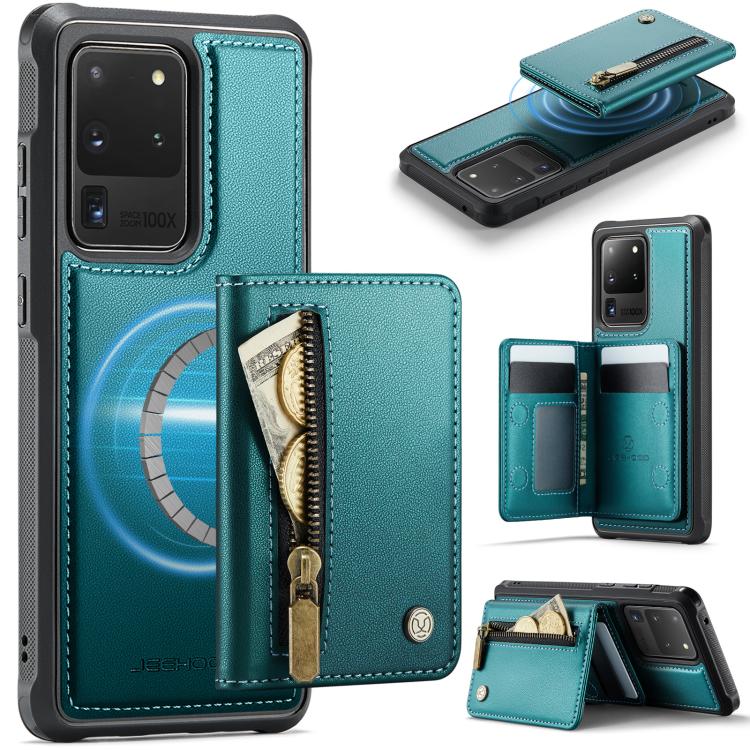 JEEHOOD J12 Esclusiva custodia per telefono con cerniera, protezione RFID e MagSafe, porta carte., For Samsung Galaxy S20 Ultra 5G, For Samsung Galaxy S20, For Samsung Galaxy S20+