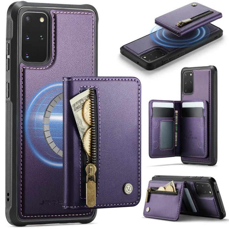 JEEHOOD J12 Esclusiva custodia per telefono con cerniera, protezione RFID e MagSafe, porta carte., For Samsung Galaxy S20 Ultra 5G, For Samsung Galaxy S20, For Samsung Galaxy S20+