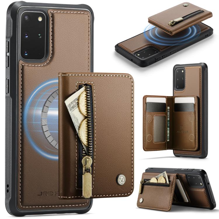 JEEHOOD J12 Esclusiva custodia per telefono con cerniera, protezione RFID e MagSafe, porta carte., For Samsung Galaxy S20 Ultra 5G, For Samsung Galaxy S20, For Samsung Galaxy S20+