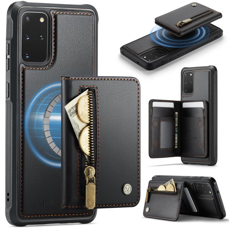 JEEHOOD J12 Esclusiva custodia per telefono con cerniera, protezione RFID e MagSafe, porta carte., For Samsung Galaxy S20 Ultra 5G, For Samsung Galaxy S20, For Samsung Galaxy S20+
