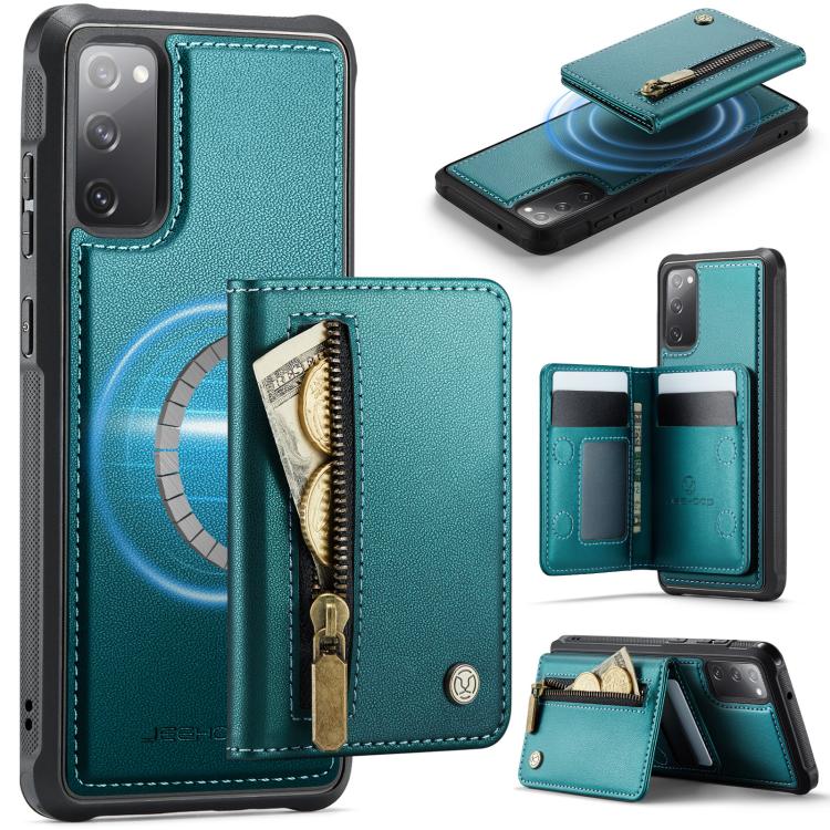 JEEHOOD J12 Esclusiva custodia per telefono con cerniera, protezione RFID e MagSafe, porta carte., For Samsung Galaxy S21 5G, For Samsung Galaxy S21+ 5G, For Samsung Galaxy S21 Ultra 5G, For Samsung Galaxy S20 FE 5G