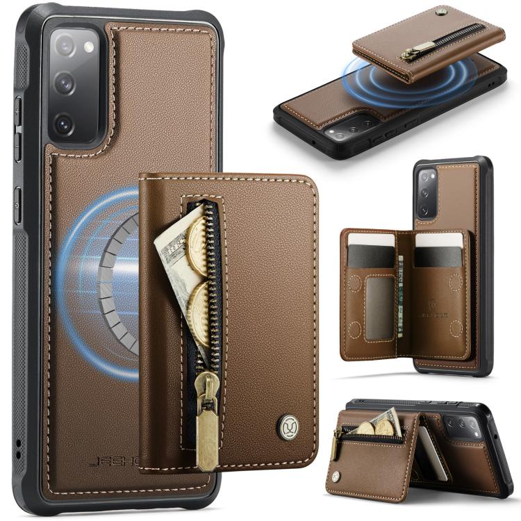 JEEHOOD J12 Esclusiva custodia per telefono con cerniera, protezione RFID e MagSafe, porta carte., For Samsung Galaxy S21 5G, For Samsung Galaxy S21+ 5G, For Samsung Galaxy S21 Ultra 5G, For Samsung Galaxy S20 FE 5G