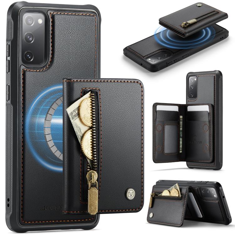 JEEHOOD J12 Esclusiva custodia per telefono con cerniera, protezione RFID e MagSafe, porta carte., For Samsung Galaxy S21 5G, For Samsung Galaxy S21+ 5G, For Samsung Galaxy S21 Ultra 5G, For Samsung Galaxy S20 FE 5G