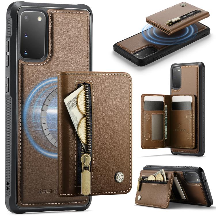 JEEHOOD J12 Esclusiva custodia per telefono con cerniera, protezione RFID e MagSafe, porta carte., For Samsung Galaxy S20 Ultra 5G, For Samsung Galaxy S20, For Samsung Galaxy S20+