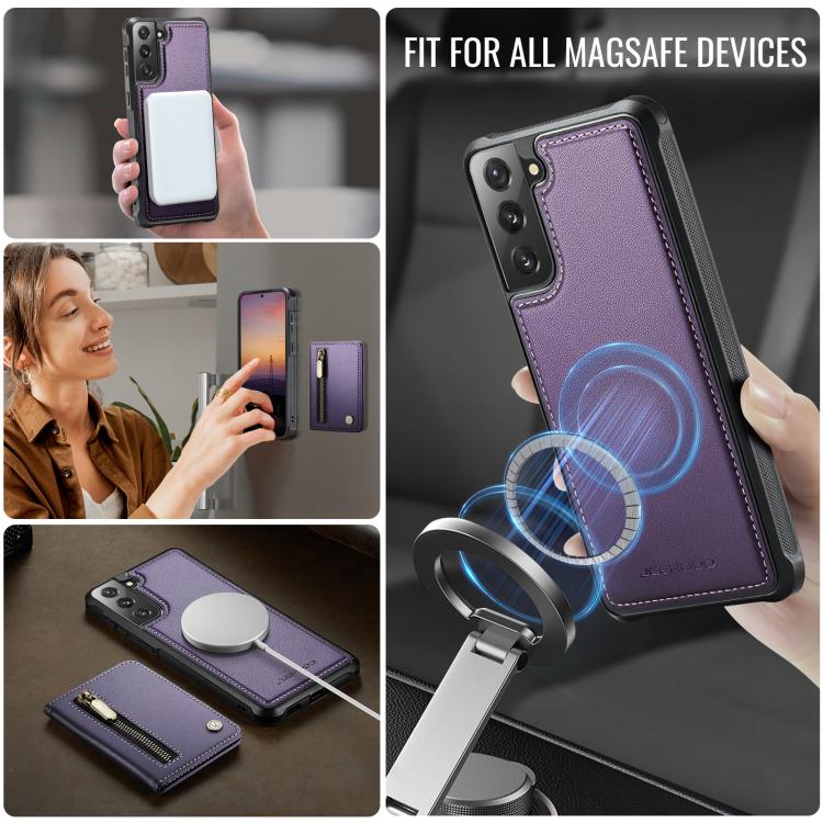 JEEHOOD J12 Esclusiva custodia per telefono con cerniera, protezione RFID e MagSafe, porta carte., For Samsung Galaxy S21 5G, For Samsung Galaxy S21+ 5G, For Samsung Galaxy S21 Ultra 5G, For Samsung Galaxy S20 FE 5G
