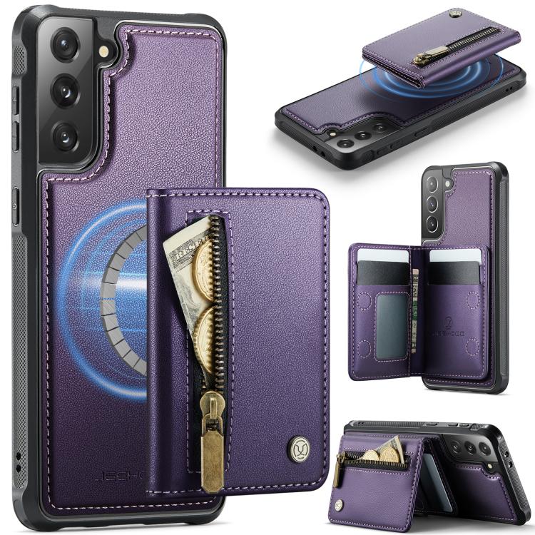 JEEHOOD J12 Esclusiva custodia per telefono con cerniera, protezione RFID e MagSafe, porta carte., For Samsung Galaxy S21 5G, For Samsung Galaxy S21+ 5G, For Samsung Galaxy S21 Ultra 5G, For Samsung Galaxy S20 FE 5G