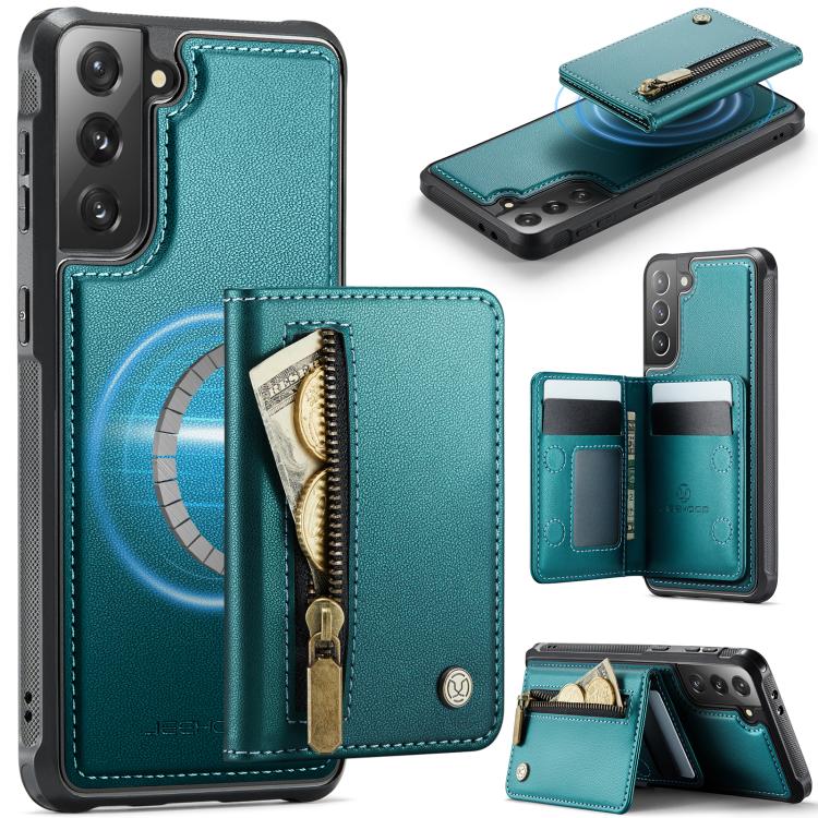 JEEHOOD J12 Esclusiva custodia per telefono con cerniera, protezione RFID e MagSafe, porta carte., For Samsung Galaxy S21 5G, For Samsung Galaxy S21+ 5G, For Samsung Galaxy S21 Ultra 5G, For Samsung Galaxy S20 FE 5G