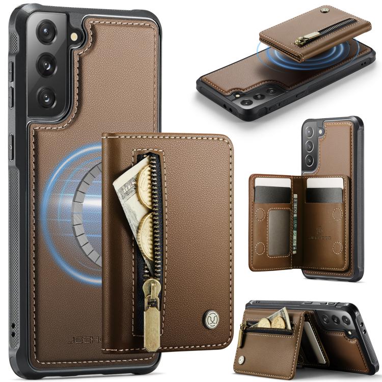 JEEHOOD J12 Esclusiva custodia per telefono con cerniera, protezione RFID e MagSafe, porta carte., For Samsung Galaxy S21 5G, For Samsung Galaxy S21+ 5G, For Samsung Galaxy S21 Ultra 5G, For Samsung Galaxy S20 FE 5G