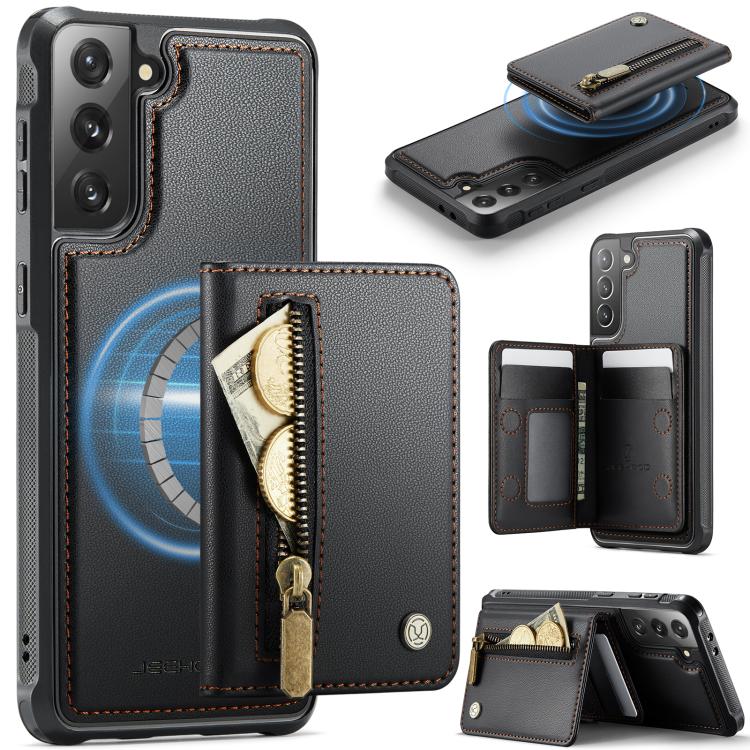JEEHOOD J12 Esclusiva custodia per telefono con cerniera, protezione RFID e MagSafe, porta carte., For Samsung Galaxy S21 5G, For Samsung Galaxy S21+ 5G, For Samsung Galaxy S21 Ultra 5G, For Samsung Galaxy S20 FE 5G