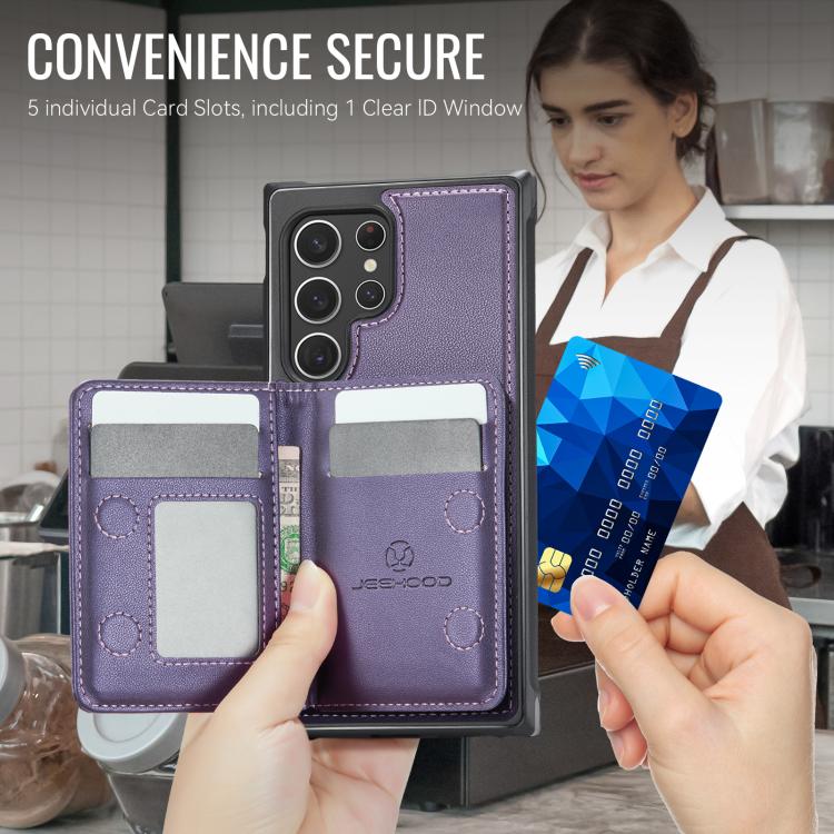 JEEHOOD J12 Esclusiva custodia per telefono con cerniera, protezione RFID e MagSafe, porta carte., For Samsung Galaxy S22 Ultra 5G, For Samsung Galaxy S22+ 5G, For Samsung Galaxy S22 5G, For Samsung Galaxy S21 FE 5G