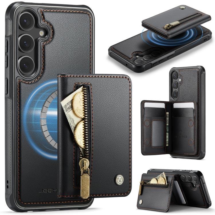 JEEHOOD J12 Esclusiva custodia per telefono con cerniera, protezione RFID e MagSafe, porta carte., For Samsung Galaxy S24 Ultra 5G, For Samsung Galaxy S23 FE 5G, For Samsung Galaxy S23+ 5G, For Samsung Galaxy S23 5G