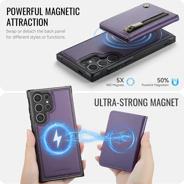 JEEHOOD J12 Esclusiva custodia per telefono con cerniera, protezione RFID e MagSafe, porta carte., For Samsung Galaxy S24 Ultra 5G, For Samsung Galaxy S23 FE 5G, For Samsung Galaxy S23+ 5G, For Samsung Galaxy S23 5G
