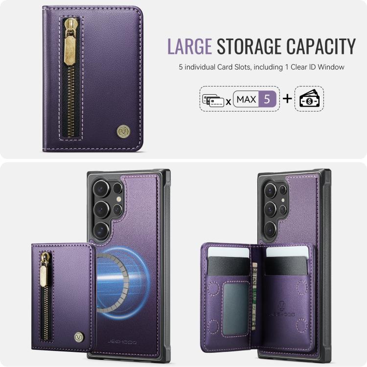 JEEHOOD J12 Esclusiva custodia per telefono con cerniera, protezione RFID e MagSafe, porta carte., For Samsung Galaxy S24 Ultra 5G, For Samsung Galaxy S23 FE 5G, For Samsung Galaxy S23+ 5G, For Samsung Galaxy S23 5G