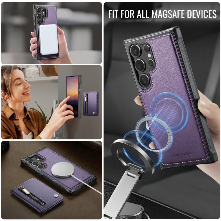 JEEHOOD J12 Esclusiva custodia per telefono con cerniera, protezione RFID e MagSafe, porta carte., For Samsung Galaxy S24 Ultra 5G, For Samsung Galaxy S23 FE 5G, For Samsung Galaxy S23+ 5G, For Samsung Galaxy S23 5G