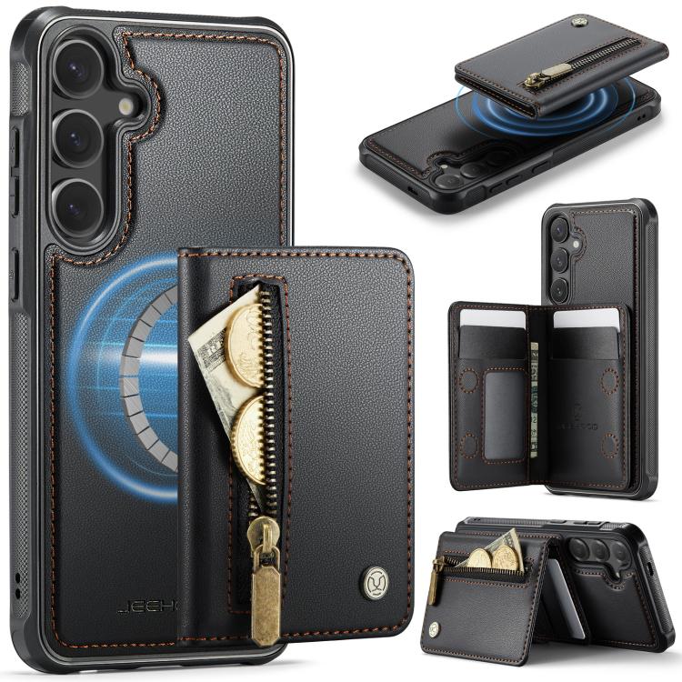 JEEHOOD J12 Esclusiva custodia per telefono con cerniera, protezione RFID e MagSafe, porta carte., For Galaxy S26 FE 5G, For Samsung Galaxy S26+ 5G, For Samsung Galaxy S26 Ultra 5G, For Samsung Galaxy S26 5G