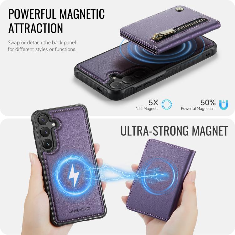 JEEHOOD J12 Esclusiva custodia per telefono con cerniera, protezione RFID e MagSafe, porta carte., For Galaxy S26 FE 5G, For Samsung Galaxy S26+ 5G, For Samsung Galaxy S26 Ultra 5G, For Samsung Galaxy S26 5G