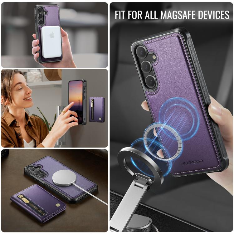 JEEHOOD J12 Esclusiva custodia per telefono con cerniera, protezione RFID e MagSafe, porta carte., For Galaxy S26 FE 5G, For Samsung Galaxy S26+ 5G, For Samsung Galaxy S26 Ultra 5G, For Samsung Galaxy S26 5G