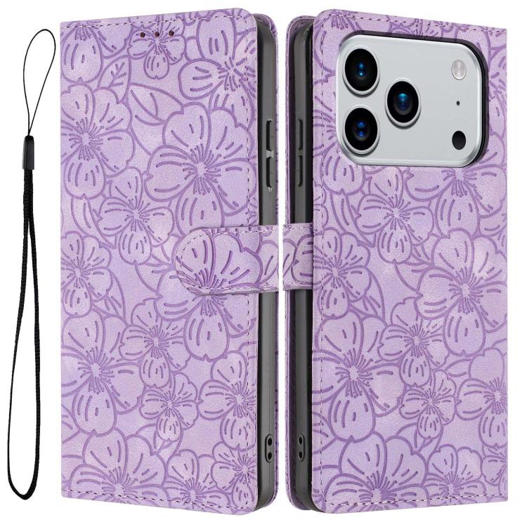 Custodia per telefono in pelle con motivo a fiori di ciliegio in rilievo, For iPhone 17 Pro Max, For iPhone 17 Pro, For iPhone 17