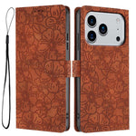 Custodia per telefono in pelle con motivo a fiori di ciliegio in rilievo, For iPhone 17 Pro Max, For iPhone 17 Pro, For iPhone 17