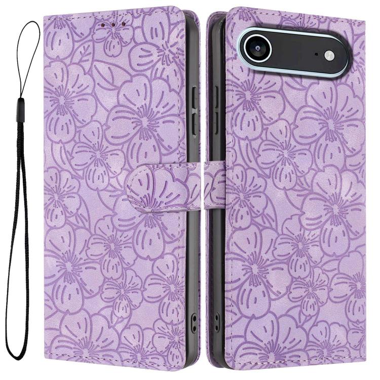 Custodia per telefono in pelle con motivo a fiori di ciliegio in rilievo, For iPhone Air, For iPhone 16 Pro Max, For iPhone 16 Pro