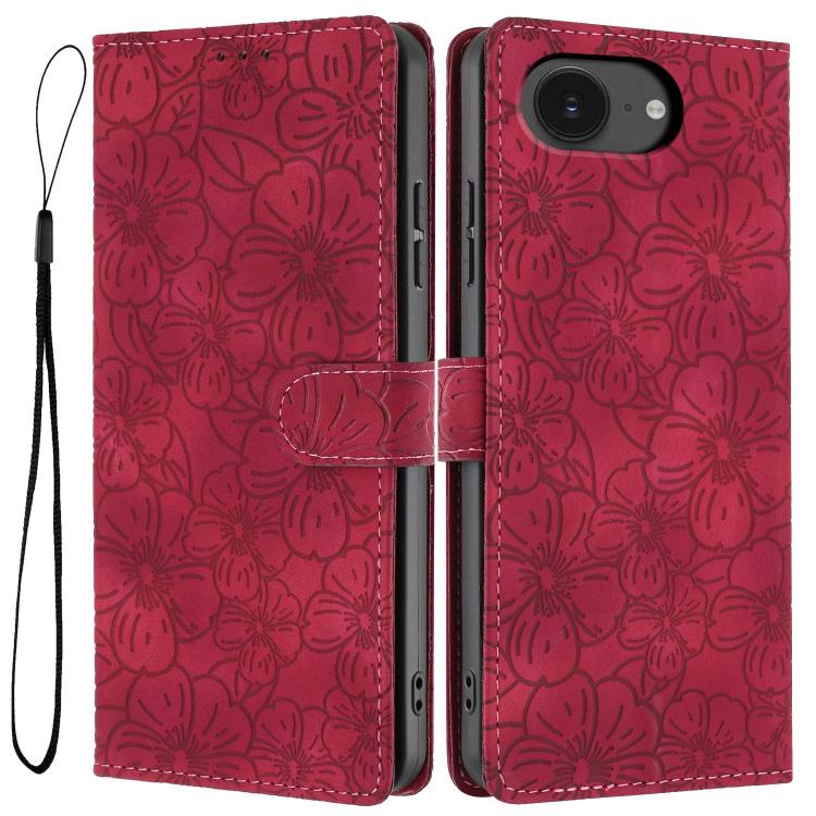 Custodia per telefono in pelle con motivo a fiori di ciliegio in rilievo, For iPhone 18 Pro, For iPhone 18 Pro Max, For iPhone 17e / 16e