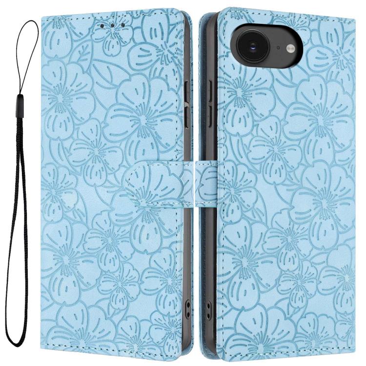 Custodia per telefono in pelle con motivo a fiori di ciliegio in rilievo, For iPhone 18 Pro, For iPhone 18 Pro Max, For iPhone 17e / 16e