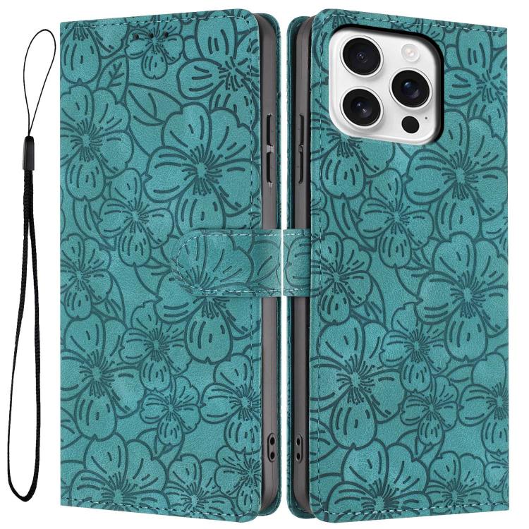 Custodia per telefono in pelle con motivo a fiori di ciliegio in rilievo, For iPhone Air, For iPhone 16 Pro Max, For iPhone 16 Pro