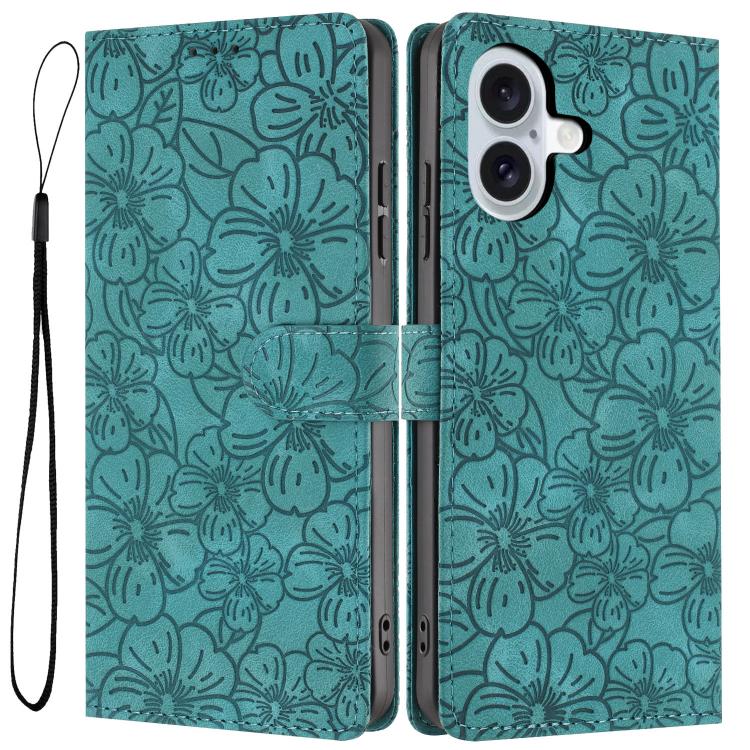 Custodia per telefono in pelle con motivo a fiori di ciliegio in rilievo, For iPhone 16 Plus, For iPhone 16, For iPhone 15 Pro Max