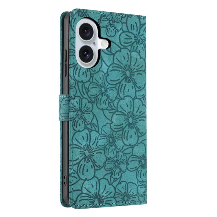 Custodia per telefono in pelle con motivo a fiori di ciliegio in rilievo, For iPhone 16 Plus, For iPhone 16, For iPhone 15 Pro Max