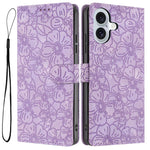 Custodia per telefono in pelle con motivo a fiori di ciliegio in rilievo, For iPhone 16 Plus, For iPhone 16, For iPhone 15 Pro Max