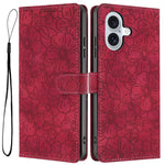 Custodia per telefono in pelle con motivo a fiori di ciliegio in rilievo, For iPhone 16 Plus, For iPhone 16, For iPhone 15 Pro Max