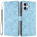 Custodia per telefono in pelle con motivo a fiori di ciliegio in rilievo, For iPhone 16 Plus, For iPhone 16, For iPhone 15 Pro Max