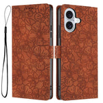 Custodia per telefono in pelle con motivo a fiori di ciliegio in rilievo, For iPhone 16 Plus, For iPhone 16, For iPhone 15 Pro Max
