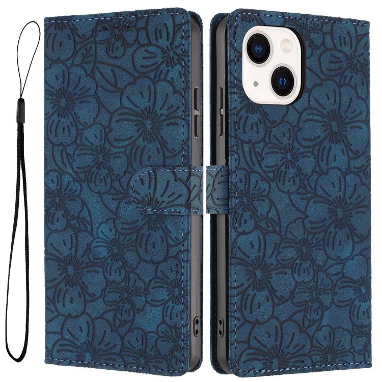 Custodia per telefono in pelle con motivo a fiori di ciliegio in rilievo, For iPhone 15 Pro, For iPhone 15 Plus, For iPhone 15
