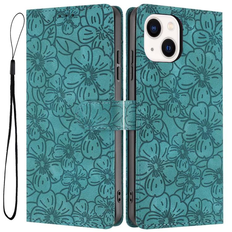 Custodia per telefono in pelle con motivo a fiori di ciliegio in rilievo, For iPhone 14 Plus, For iPhone 14, For iPhone 14 Pro